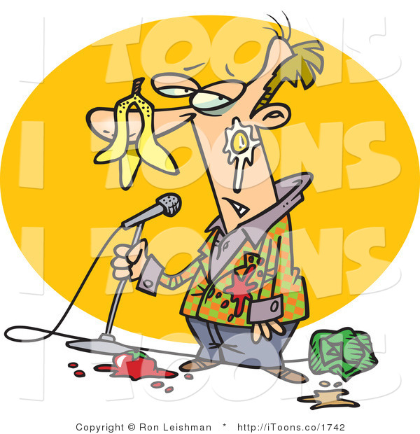 Vector Clip Art Of A Middle Aged Stand Up Comedian Man With Food Being    