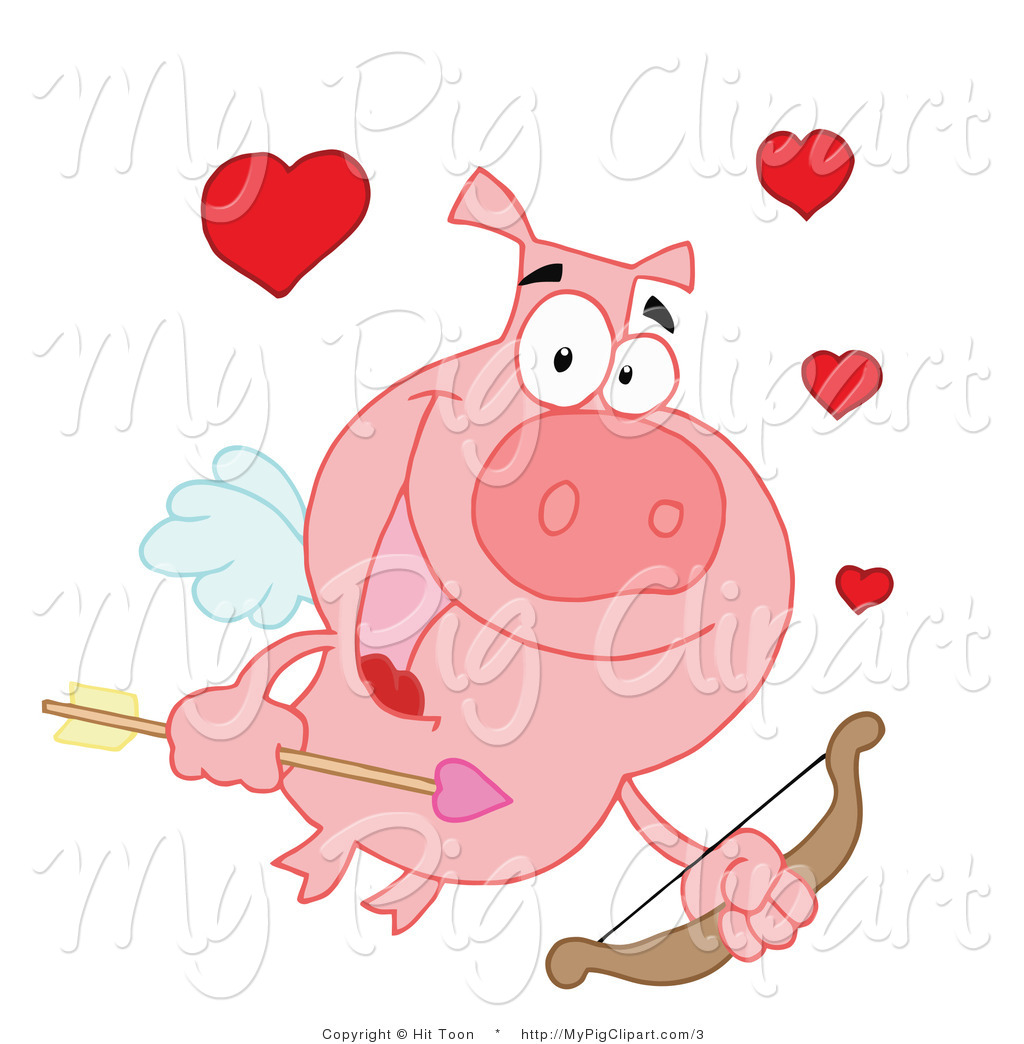 Vector Swine Clipart Of A Valentine Cupid Pig By Hit Toon    3