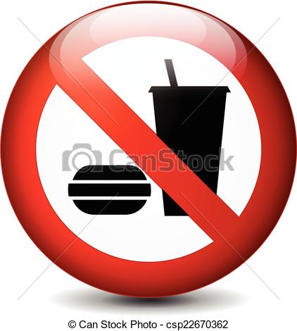 Art Vector Of No Eating And Drinking Round Sign   Illustration Of No