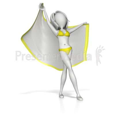 Beach Woman Stretching Out With Blanket   Presentation Clipart   Great