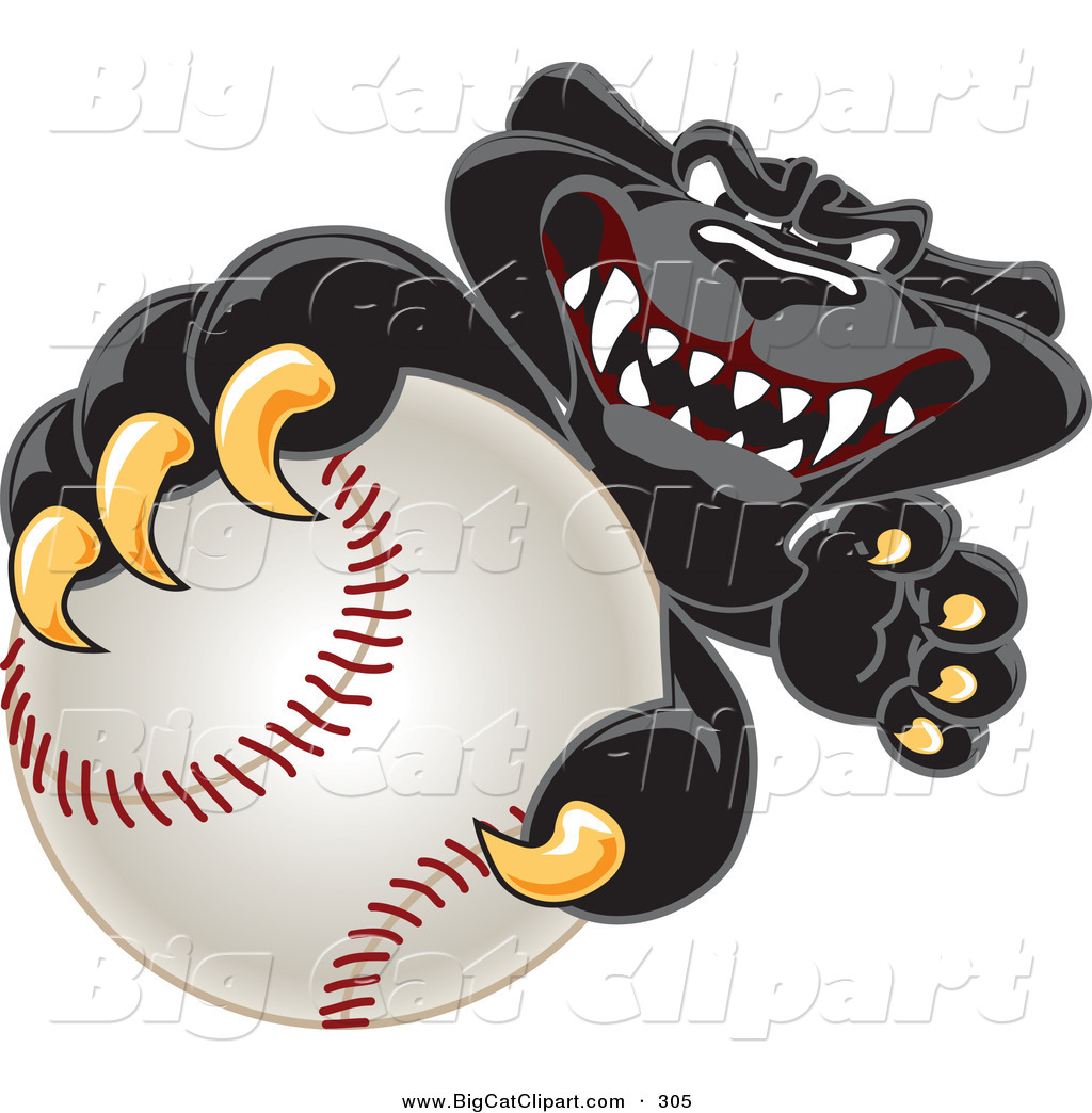 Big Cat Cartoon Vector Clipart Of A Happy Black Jaguar Mascot