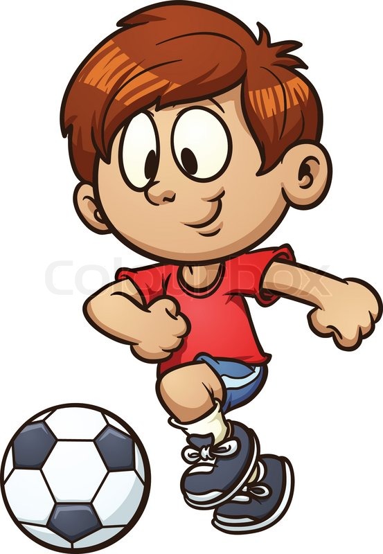 Cartoon Kid Playing Soccer  Vector Clip Art Illustration With Simple