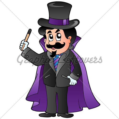 Cartoon Magician On White Background Vector I   