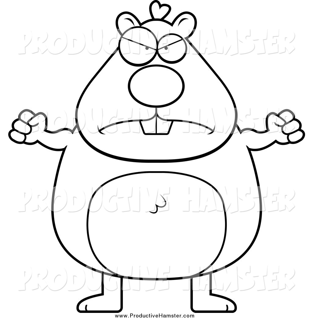 Clip Art Of A Black And White Mad Hamster With Fists By Cory Thoman