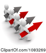Clipart 3d Blanco White Men Leading With Arrows Royalty Free Cgi