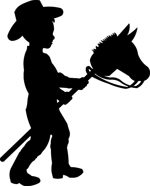Cowboy Bob Kennedy On His Stick Horse