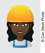 Female Worker With A Helmet   Illustration Of An Isolated