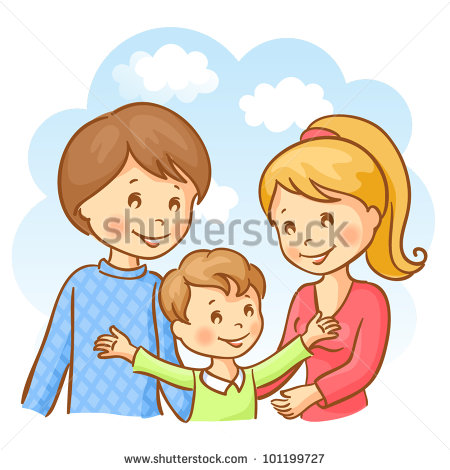 Happy Family On The Sky Background  Mother Father And Son Stock    