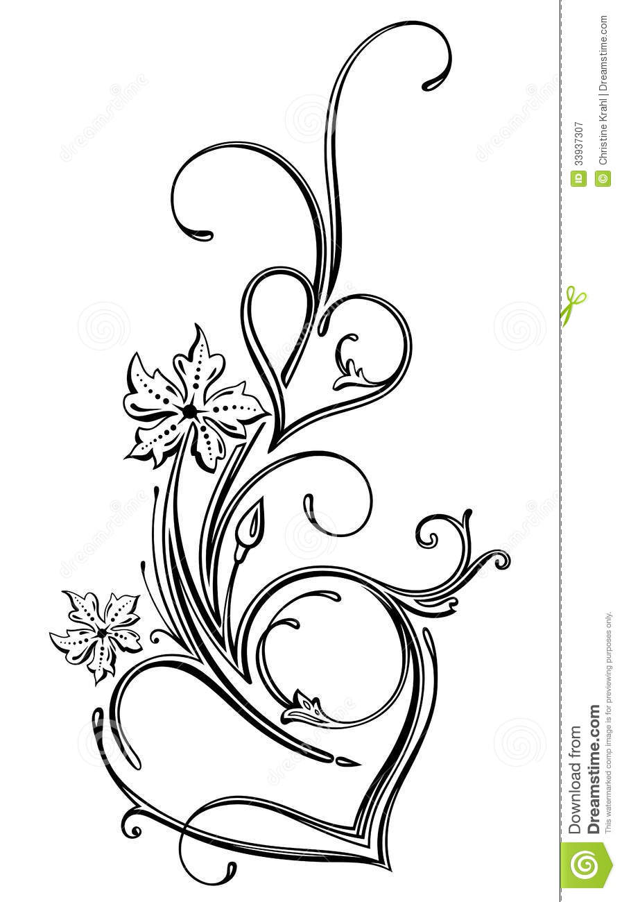 Hearts With Flowers Vector Design Element