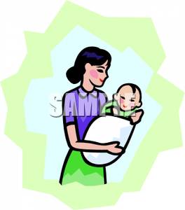 Holding Her Baby Wrapped In A Blanket   Royalty Free Clipart Picture