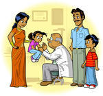 Indian Family Visiting Doctor S Office And Daughter Gets A Shot Family