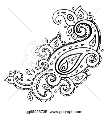 Love Paisley Design Coloring Page   Clip Art Coloring