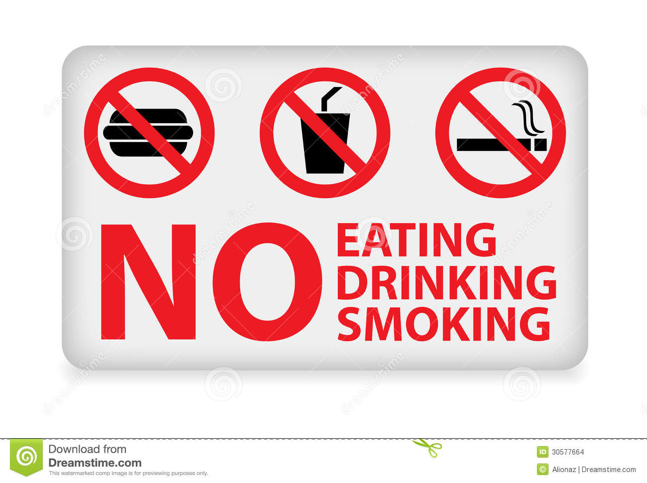 No Eating No Smoking And No Drinking Sign Or Banner Or Button
