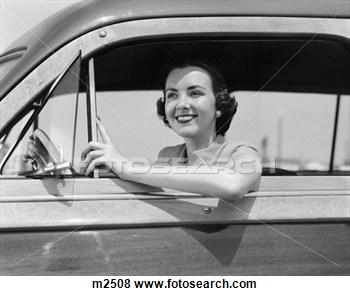 Pictures Of 1950 1950s Retro Woman Driving Smile Car M2508   Search