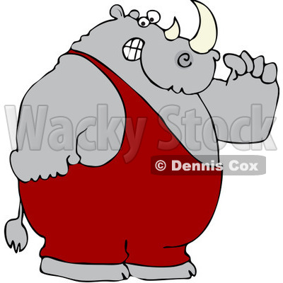 Royalty Free  Rf  Clipart Illustration Of A Strong Rhino Flexing His