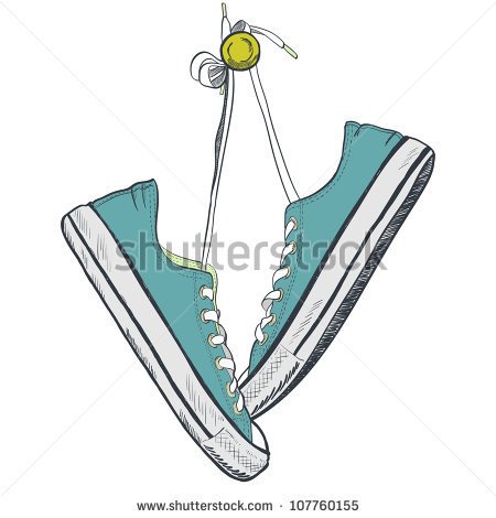 Sneakers On The White Background Drawn In A Sketch Style  Sneakers