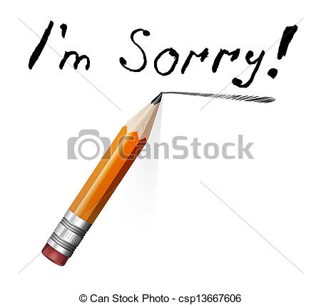 Stock Illustration   Say Sorry With A Text Message On Paper And Pencil