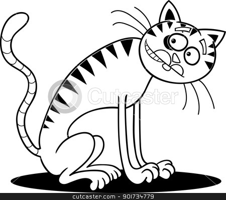 Thin Cat For Coloring Book Stock Vector Clipart Cartoon Illustration