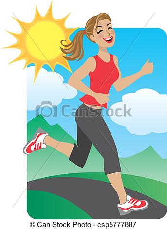 Vector   Woman Running In The Park   Stock Illustration Royalty Free