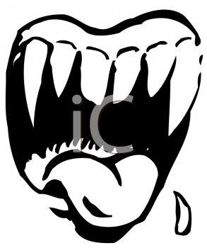 Cartoon Mouth With Scary Sharp Teeth   Royalty Free Clip Art Image