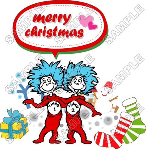 Christmas Dr  Seuss Thing 1 2   T Shirt Iron On Transfer Decal  76    