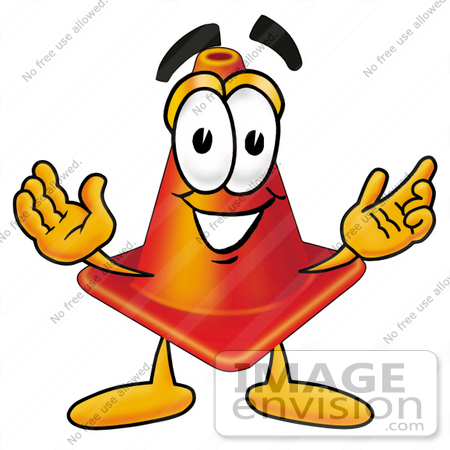 Clip Art Graphic Of A Construction Traffic Cone Cartoon Character With    