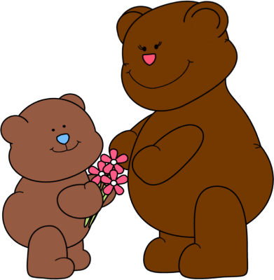 Flowers For Mother S Day Clip Art Image   Baby Bear Giving Mama Bear A