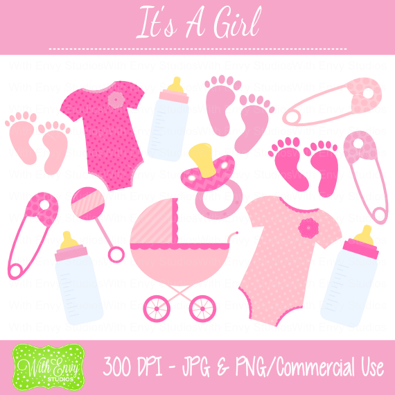 It S A Girl Clipart Set   Instant Download   With Envy Studios