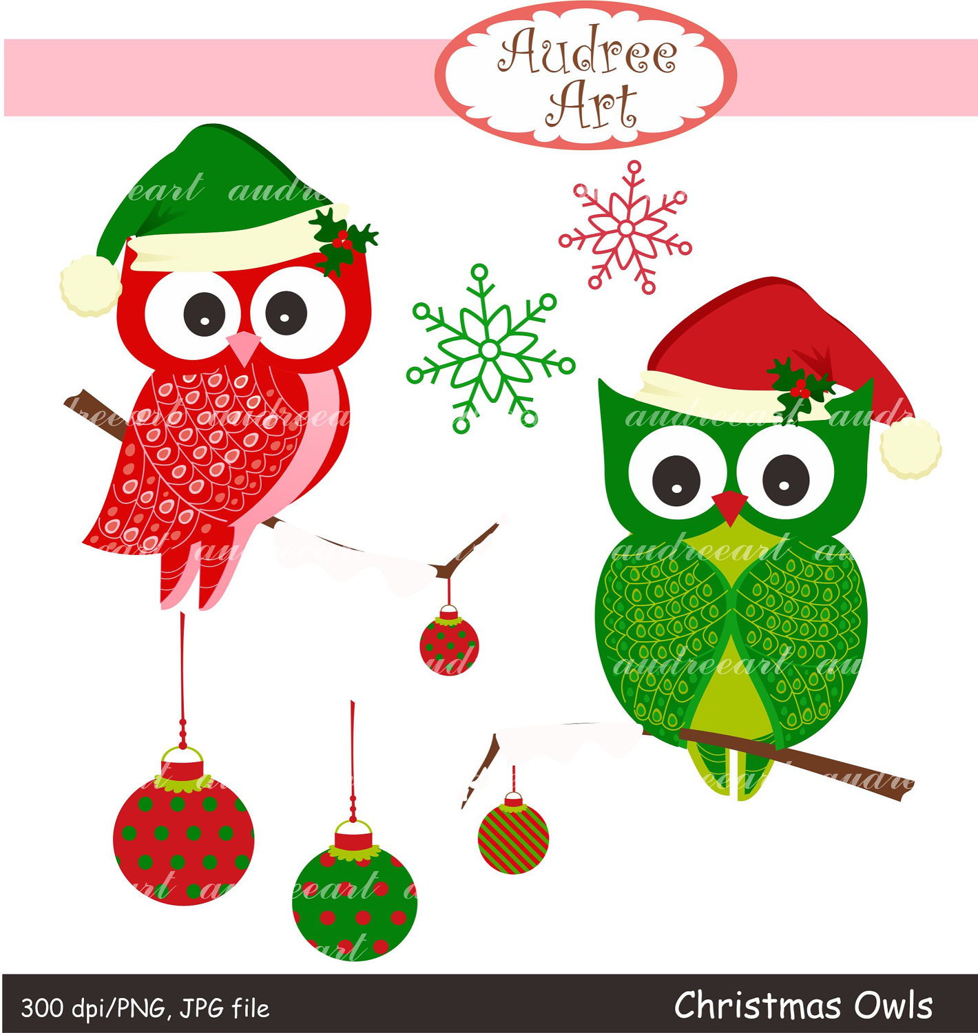 Items Similar To Owl Clip Art Christmas Clip Art Christmas Owls  X