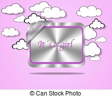 Its A Girl   Aluminum Frame Illustration With Its A Girl