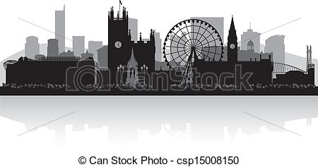 Manchester City Skyline Silhouette Vector Illustration