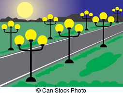 Night Road Street With Lanterns