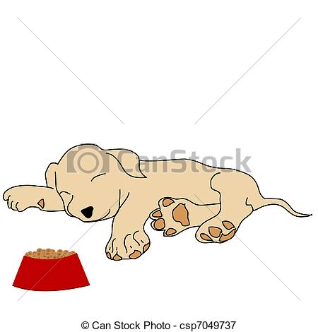 Of Sleeping Puppy With Food Bowl Csp7049737   Search Eps Clipart