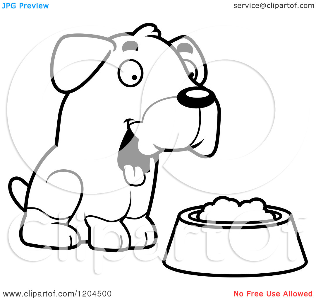 Puppy Dog With A Food Bowl Royalty Free Vector Clipart 10241204500 Jpg