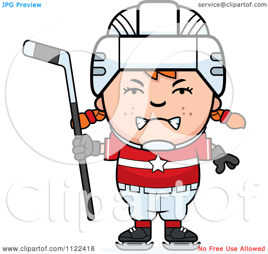 Red Haired Hockey Girl   Royalty Free Vector Clipart By Cory Thoman