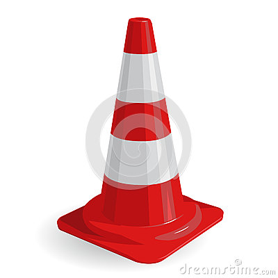 Red Nice Traffic Cone With White Stripes  Useful Sign 