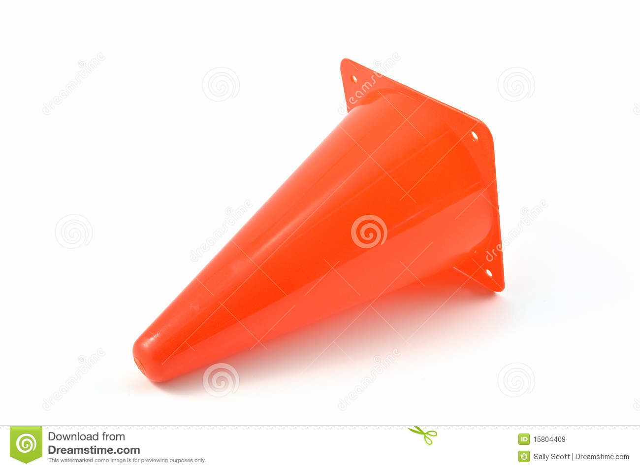 Red Traffic Safety Cone Isolated On White Background In Horizontal    