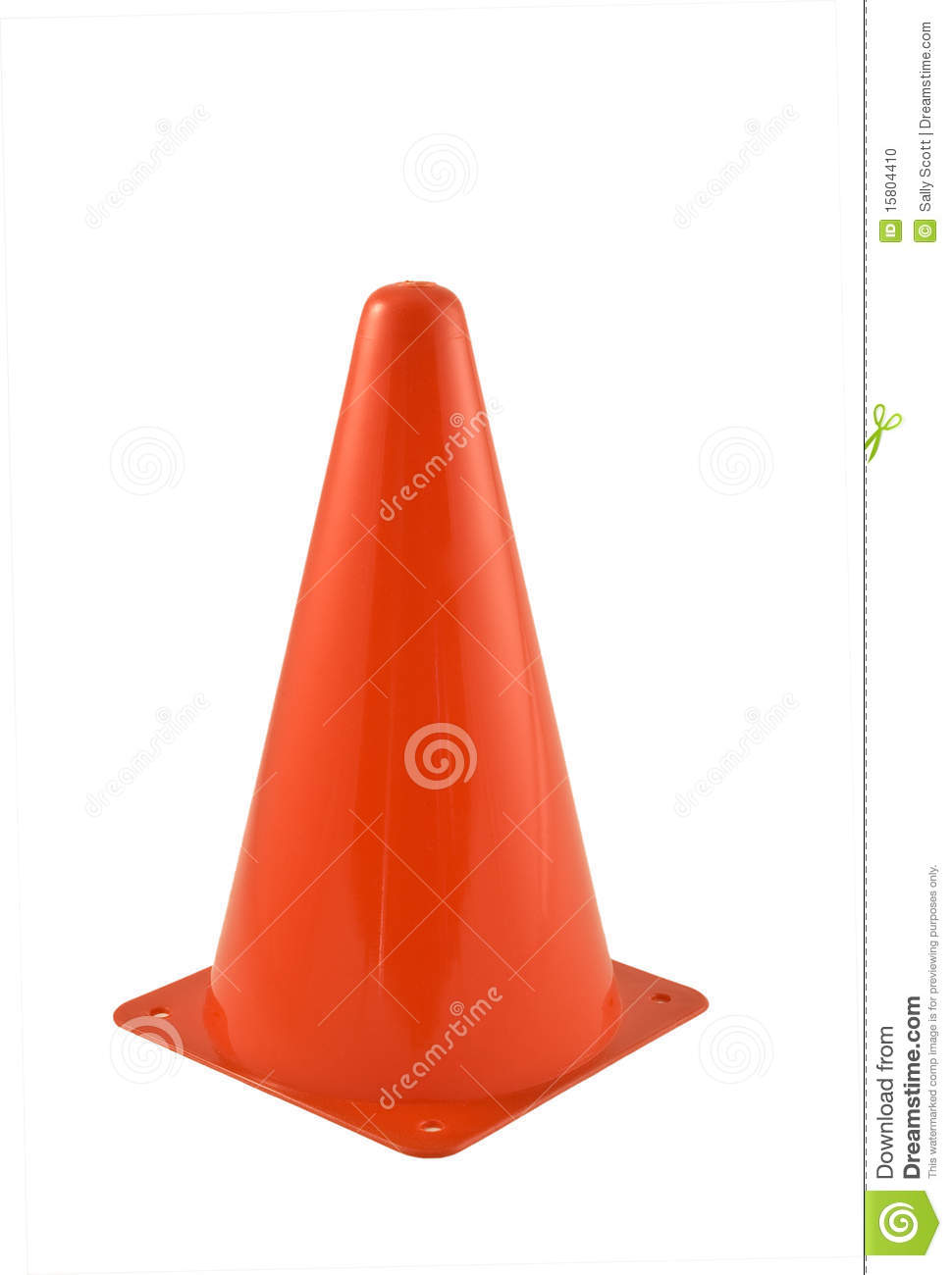 Red Traffic Safety Cone Isolated On White Background In Vertical    