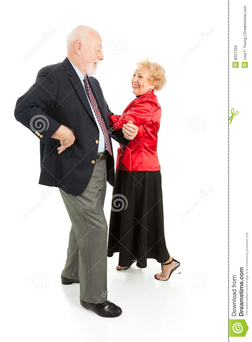 Senior Couple Having A Great Time Square Dancing  Isolated On White