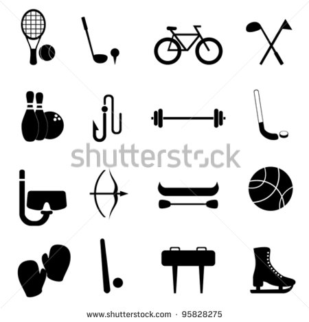 Sports And Leisure Equipment Icon Set   Stock Vector