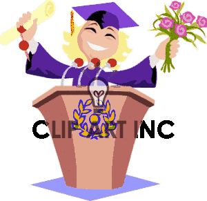 Student Giving A Graduation Speech Wearing A Cap And Gown Clipart    