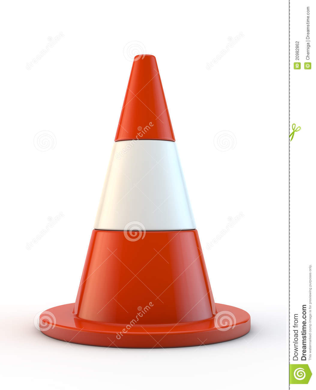 Traffic Cones  3d Image On White Background