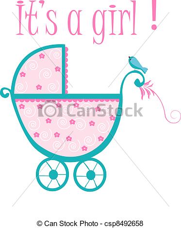 Vector Of Baby Crib Card To Welcome To New Baby Girl Csp8492658