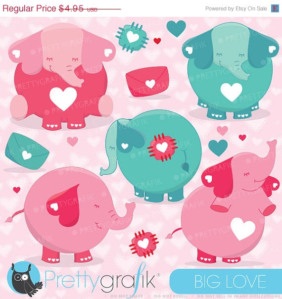80  Off Sale Valentine Elephants Clipart Commercial Use Valentine