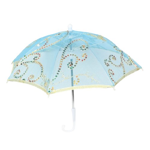 Amico Bridal Shower Blue Embroider Flower Pattern Mini Lace Umbrella