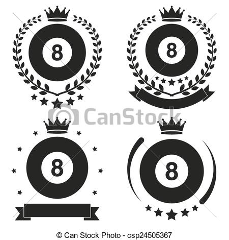 Art Vector Of Set Of Vintage Billiard Club Badge And Label With Ball    