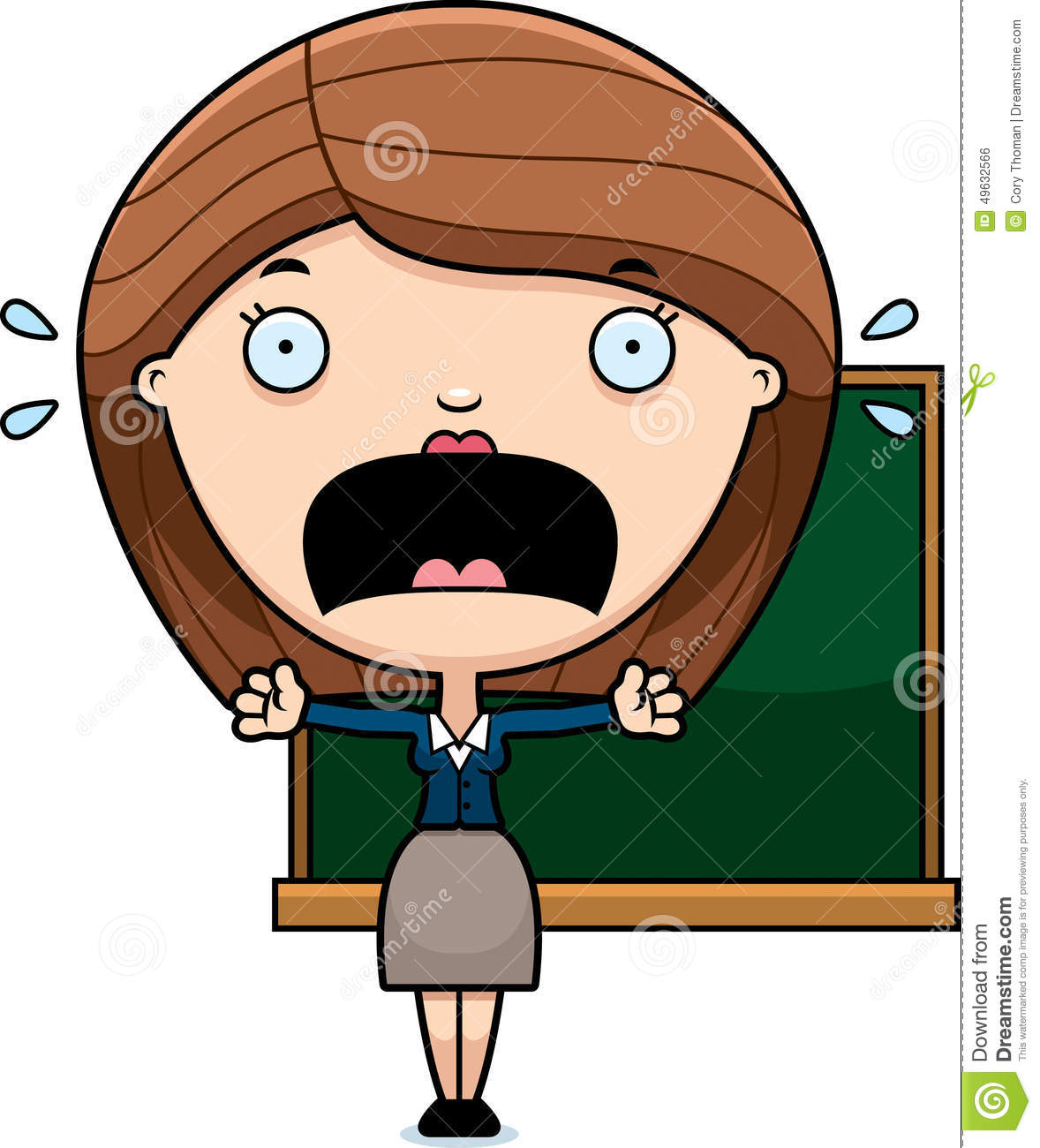 Cartoon Illustration Of A Teacher Looking Scared
