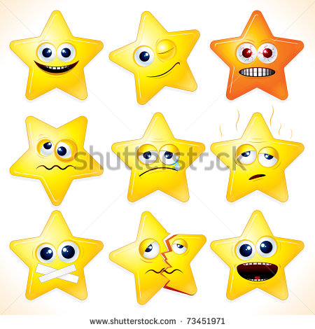     Cartoon Stars   Clip Art With Various Facial Expressions And Emotions