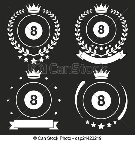 Clip Art Of Set Of Vintage Billiard Club Badge And Label With Ball