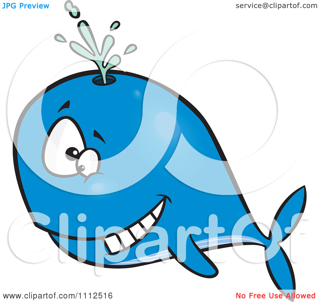 Clipart Happy Blue Whale Spouting   Royalty Free Vector Illustration